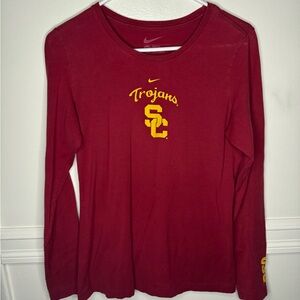 Nike USC Trojans Long Sleeve Shirt Red Slim Fit Women’s Large